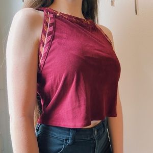 PacSun dark red faux suede tank top